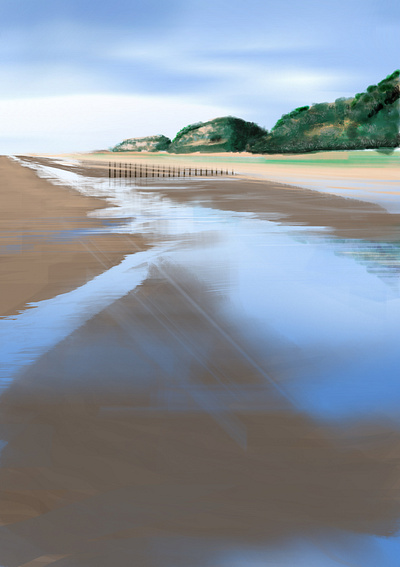 Domburg I beach blue domburg green holland illustration landscape netherlands sand sky