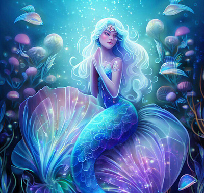 Enchanted mermaid design illustration