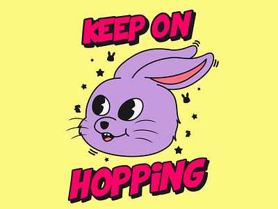 Keep On Hopping cartoon character design graphic design illustration typography vector