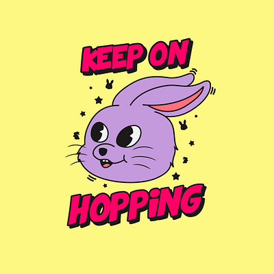Keep On Hopping cartoon character design graphic design illustration typography vector
