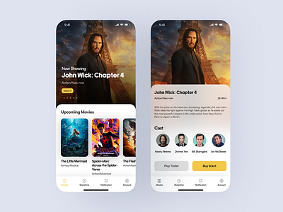 Movie Ticket Booking App app app ui design graphic design interface ios design ui ux