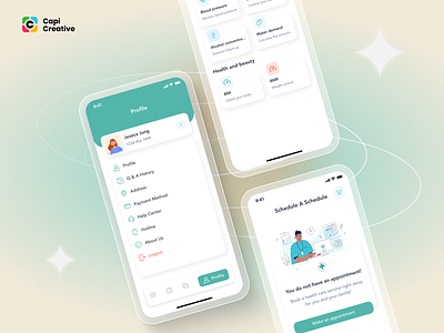 Heally - Healthcare Mobile App Design app appdesign capi creative design doctor doctorcare heally heathcare heathy home page mobiile app mobile mobile design concept onboarnding ui ui design