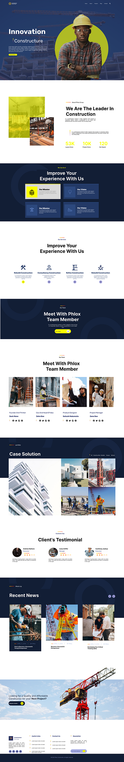 Phlox Construction Landing Page branding construction design designer graphic design landing page landingpage phlox product design ui ui design user interface ux web website