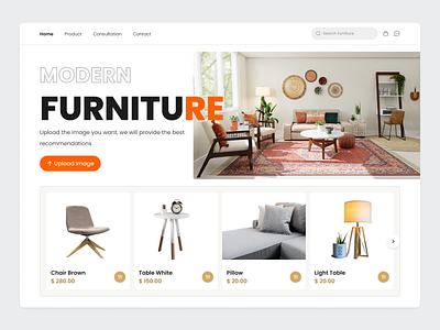 Search Furniture By Image figma furniture home decor landing page minimalist orange