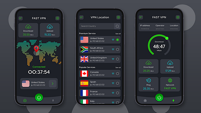 Fast VPN app app design branding connection design hosting internet ios network privacy proxy secure security server ui ui design uiux vpn vpn concept