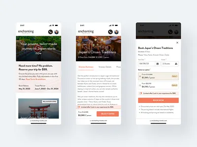 Lead generation web page for Enchanting Travels lead generation travel ui web