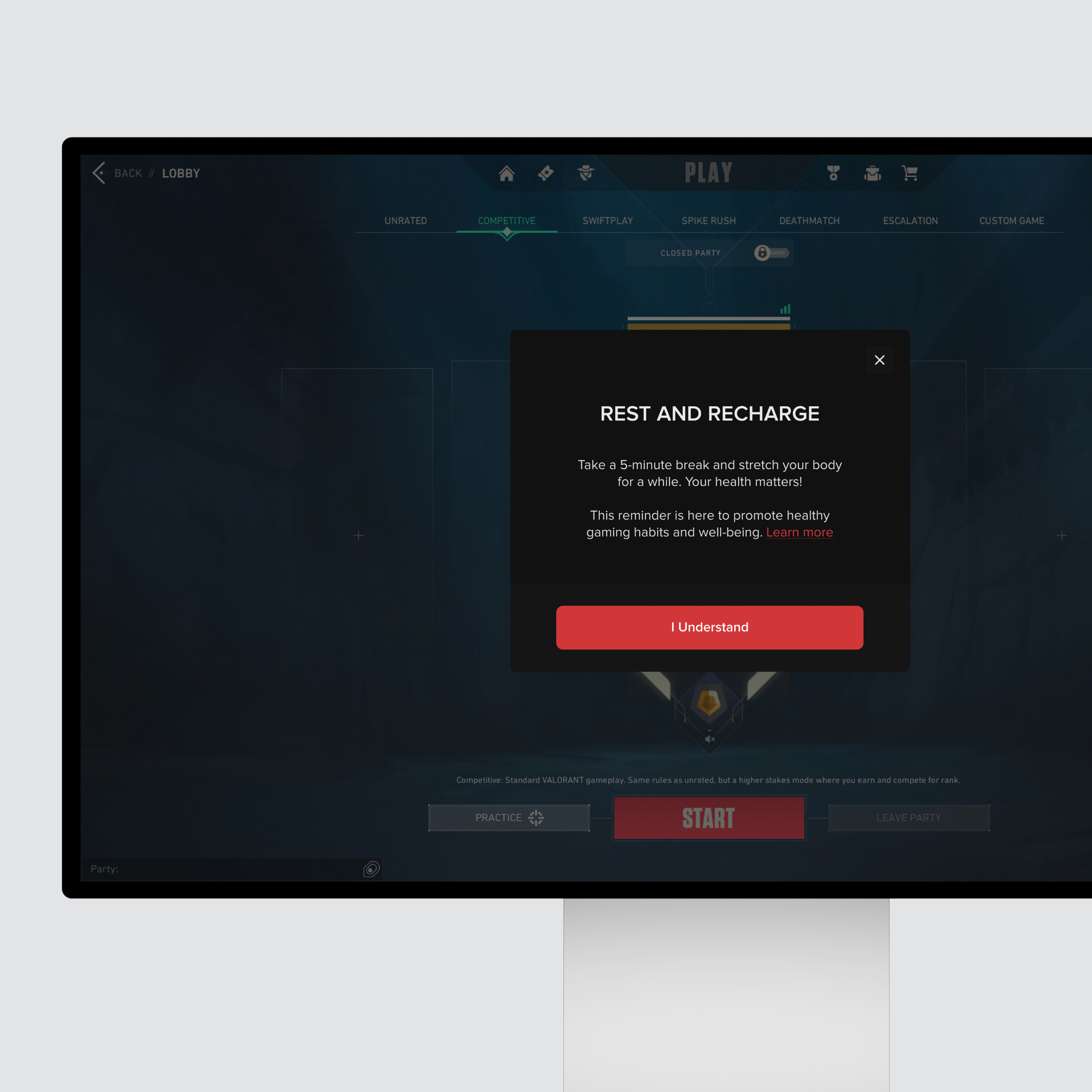 Health Reminder | Valorant alert figma game reminder riot game ui ui design uiux ux valorant well being