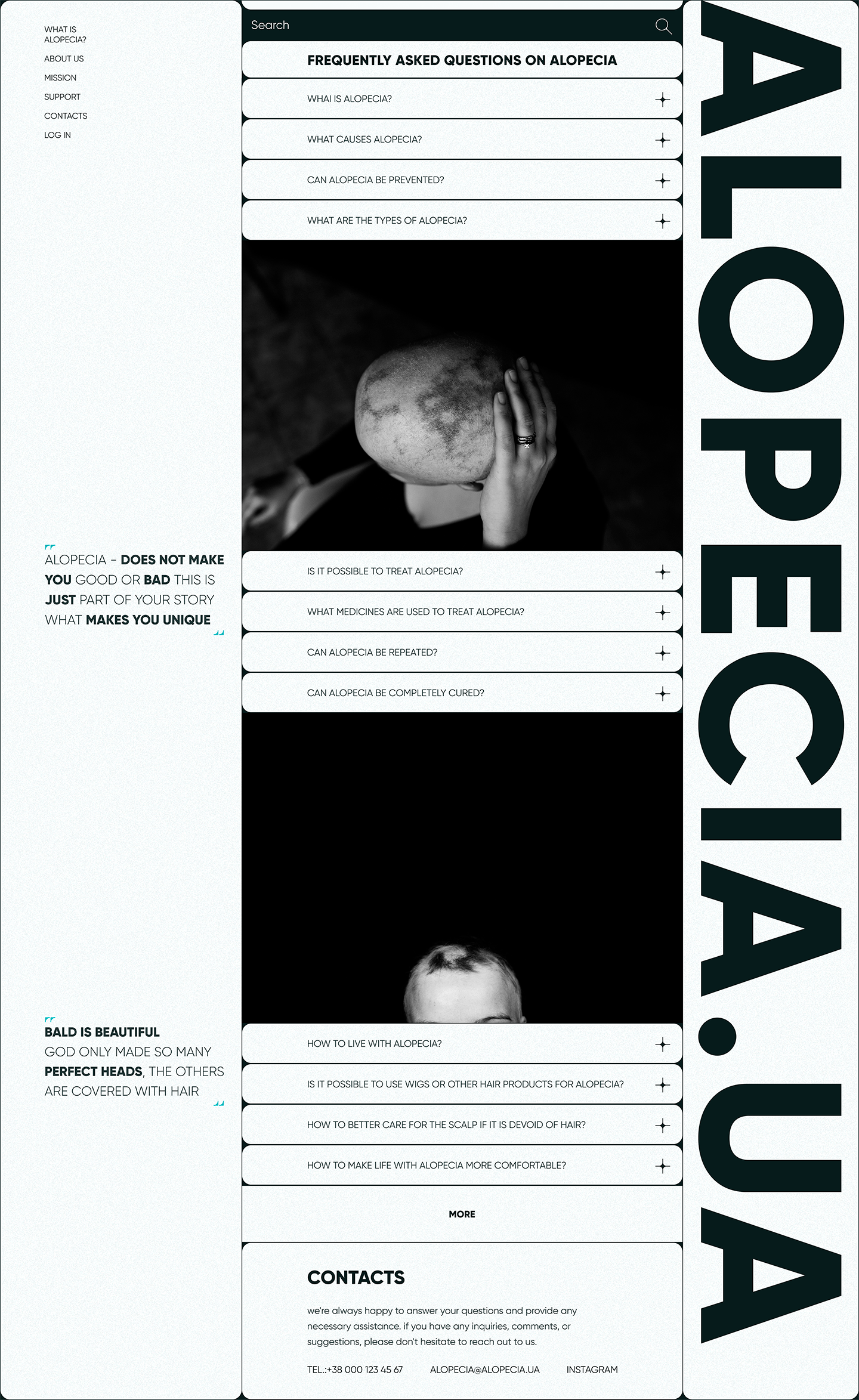 support community for women with alopecia - FAQ page branding design graphic design illustration typography ui ux