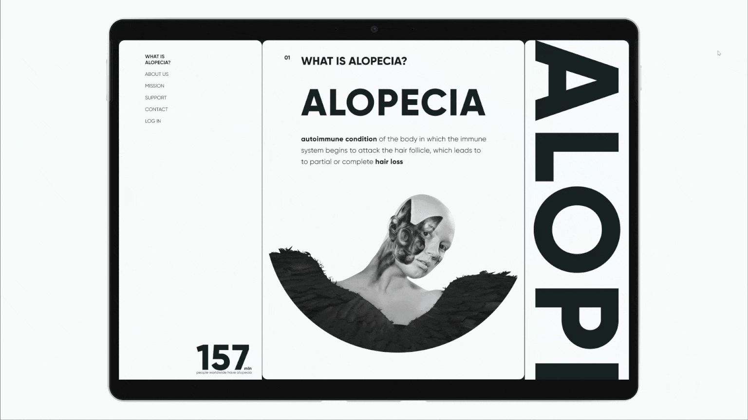 support community for women with alopecia - main page hover design graphic design illustration prototype ui