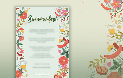 Summer Party Invitation barbeque design flowers illustration invitation summer