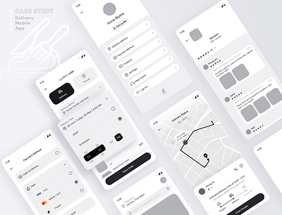 Delivery App Wireframes application casestudy delivery mobile steakhouse ui ux