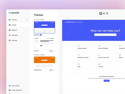 Multiple themes in neetoKB customize design neeto product themes ui ux