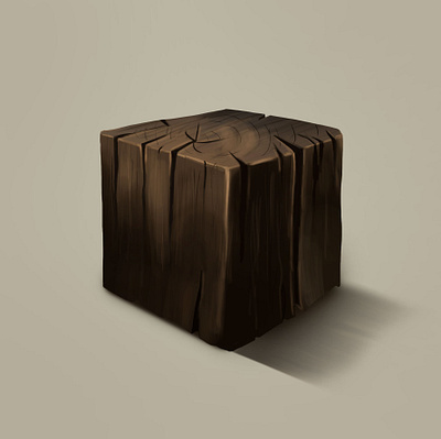 Cube material study wood illustration