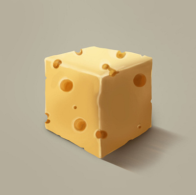 Cube material study cheese illustration