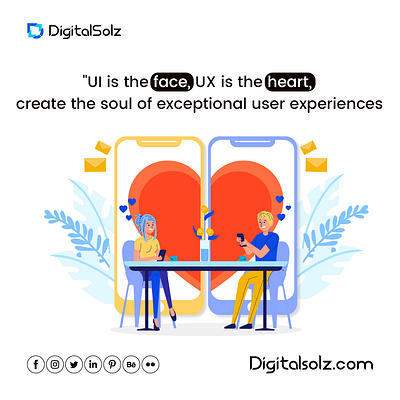 UI is the face, UX is the heart branding business business growth design digital marketing digital solz illustration marketing social media marketing ui