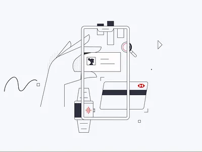 Hand with mobile banking corporate device hsbc illustration illustration system illustrator minimal mobile styleframe