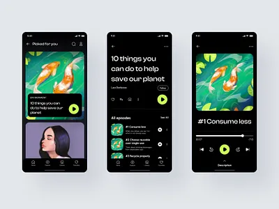 Podcast app - concept android clean dark design graphic design illustrations ios media player mobile mobile app music podcast podcast app ui ux