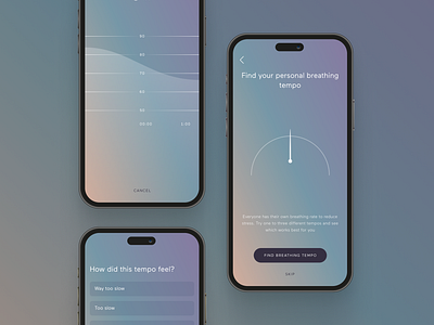 Building Breathing Habit (Onboarding) app breathing card chart clean colorful dashboard exercise gradient health illustration ios mobile simple survey ui wellness