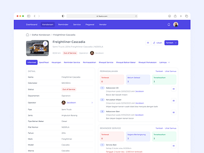Fleetco - Vehicle Management Dashboard car dashboard dashboarddesign management oil vehicle webdesign