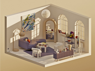 3D Room — Friday Mood 3d 3droom cg cinema4d friday hall mirror mood rozov sofa visualisation window wnbl