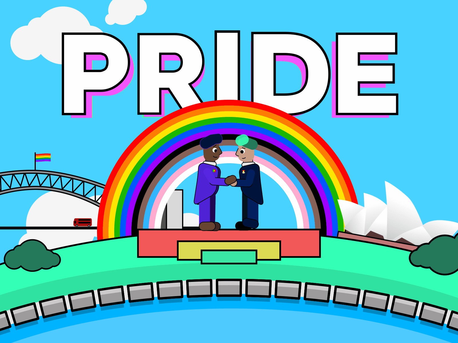 Happy Pride! 2d animation australia happy pride illustration lgbt lgbtq marriage motion graphics pride pride month sydney wedding