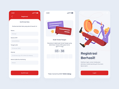 JConnect - Mobile Banking App bank currency illustration mobile mobilebanking mobiledesign mobileui moneyapp red redesign ui