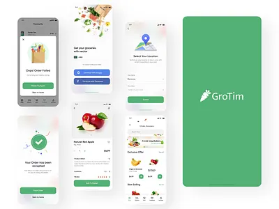 Grocery Market - Mobile App adobe xd adobexd branding design figma illustration logo ui ui ux uidesign