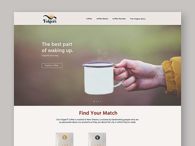 Landing Page Design branding coffee design digital design folgers graphic design logo website design