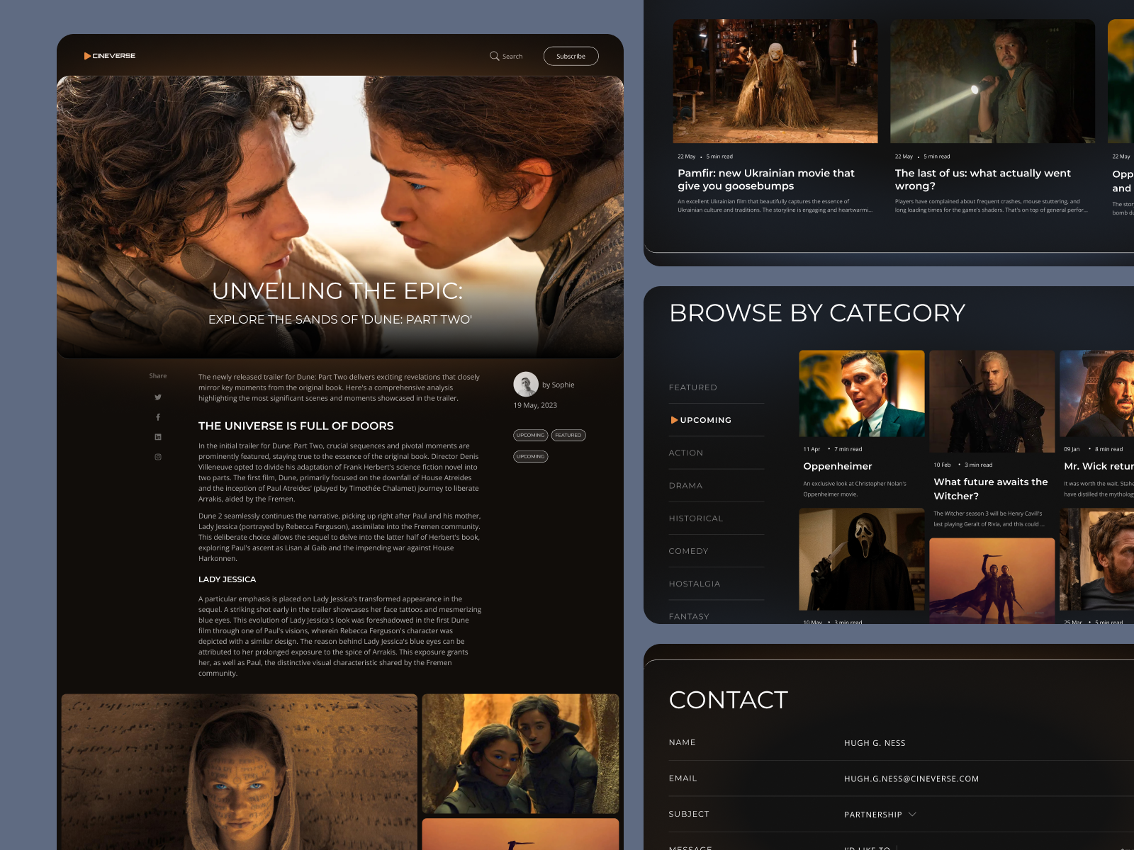 Cineverse movie review blog by Movadex on Dribbble