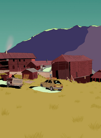 Deep Valley color digital editorial googlestreetview illustration illustrator illustratrice landscape mountains valley