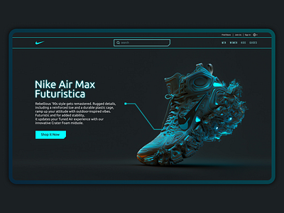 Nike Store - Futuristic Style Landing Page branding future graphic design landing minimal nike store ui ux web webdesign