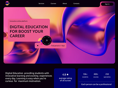 UI for Digital Education website design landing page site ui uiux web design website