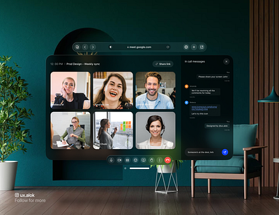 Google Meet on VisionOS apple design ui visionpro