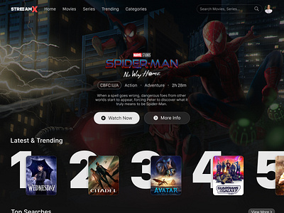 STREAM X - Streaming Platfrom UI/UX Design design figma landing movieapp netflix prime streaming ui video