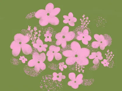 Peony's mood flowers green illustration pink spring texture