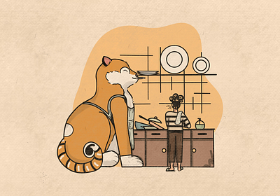 Kay & I: Doin’ Dishes animation animator art cartoon cartoon character cat illustration character character design colors illustration illustration art illustrator motion graphics