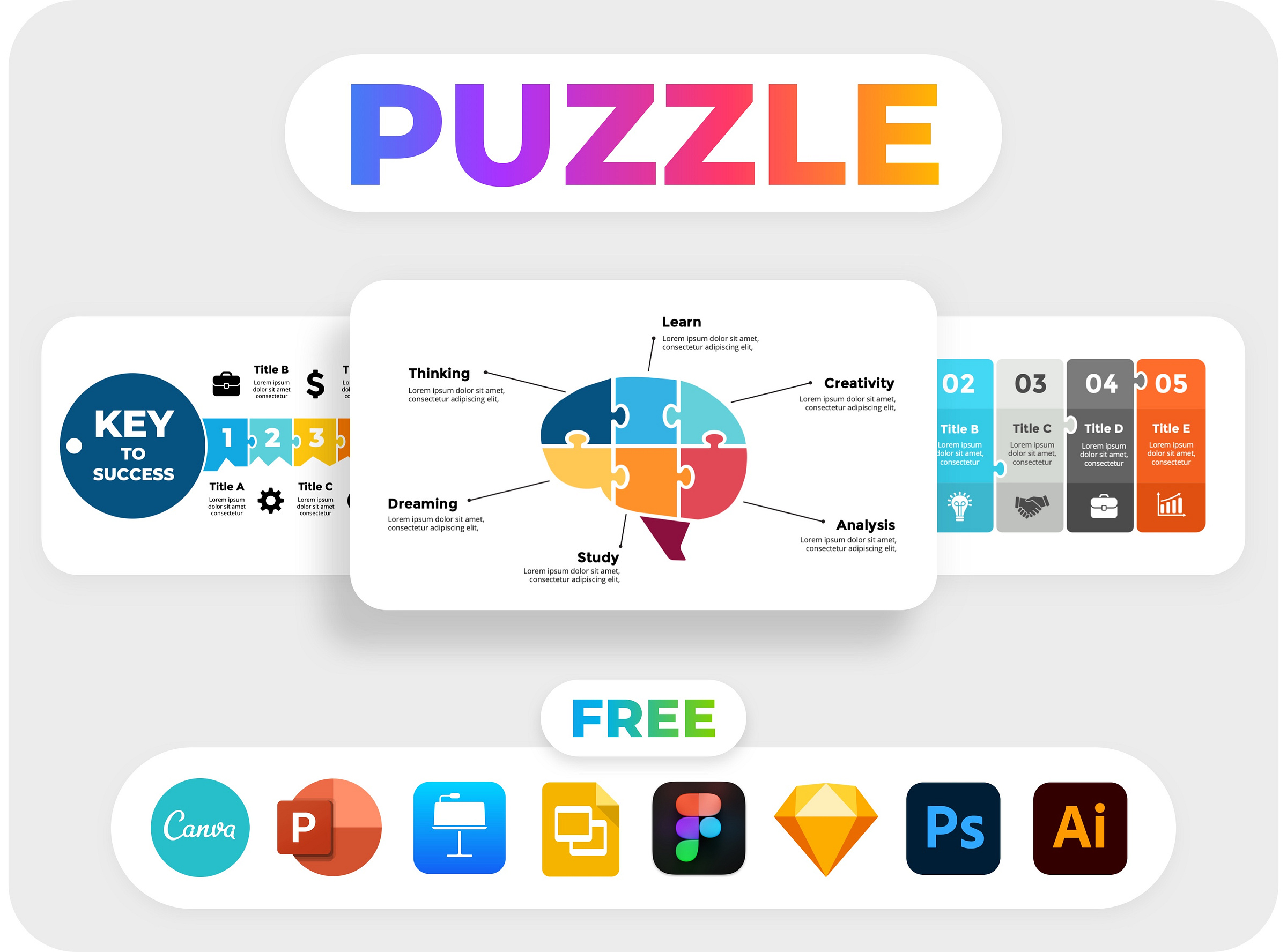 Free Puzzle Infographic Template! PowerPoint Canva Figma Psd Ai by ...