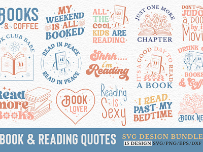 Books & Reading Quotes SVG Bundle book sublimation