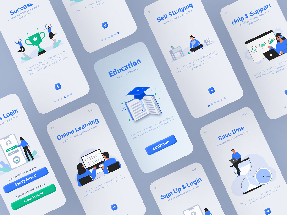 Study app ui designs designs themes templates and downloadable