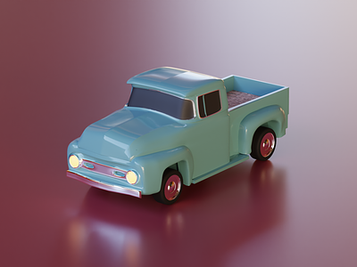 Low Poly 1956 Ford F100 Truck - Colored + Textured 3d blender f 100 f100 ford ford f100 ford truck low low poly low poly car low poly truck poly truck model vintage vintage ford