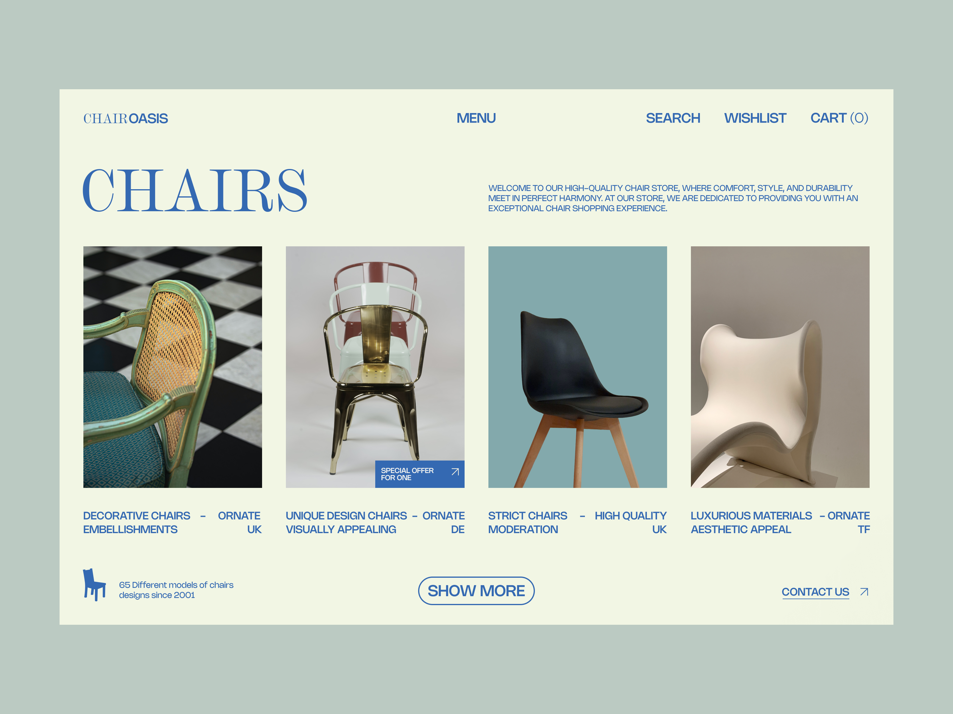 Chair store design concept concept design ui uiux ux web web design