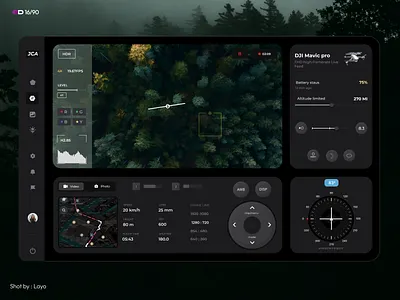 DJI Mavic Pro interface concept animation dark mode dark tone design dji dji mavic dji mavic pro dji mavic pro interface drone drone photography drone photography concept flat forest illustration logo minimal ui ui design ux ux design