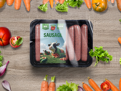 Logo "Wegane Vurst" bio brand branding design green logo red sausage vegan vegetables
