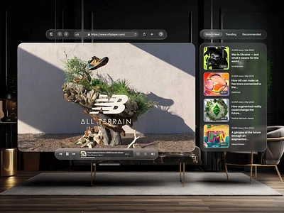 Apple Vision Pro Spatial UI - NFT Video Player apple creative dashboard glassmorphism minimal nft player playlist spatial ui ui uidesign video virtual reality vision pro vr web webapp website