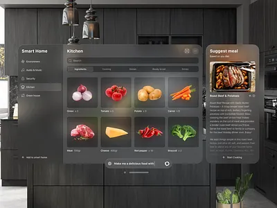Smart Home Kitchen . Vision Pro idea ui ux visionpro