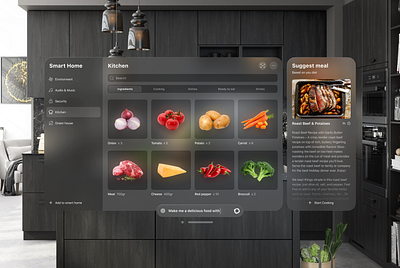 Smart Home Kitchen . Vision Pro idea ui ux visionpro