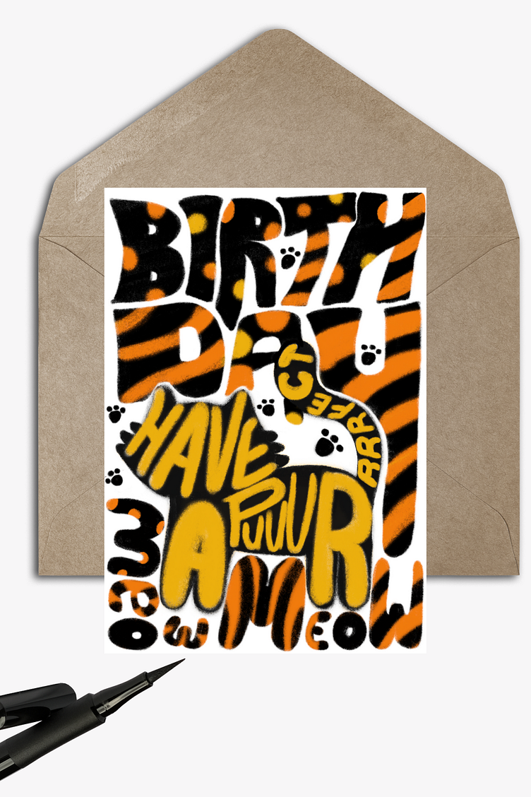 Have a puuurrrrfect birthday. Greeting card design by trefail on Dribbble