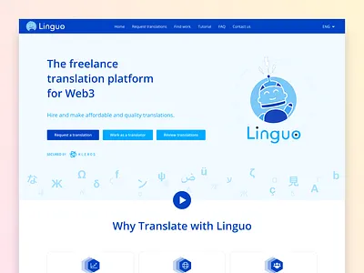 Linguo - Landing Page blockchain design ethereum illustration ui user experience user interface ux