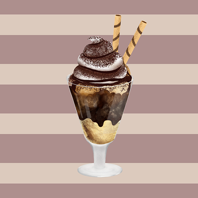 Chocolate sundae digital illustration ice cream illustration realistic art
