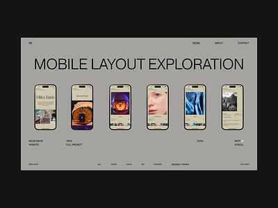 NB Layout Exploration clean creative design grid interaction design layout minimal modern portfolio ui ui design uiux user interface web web design web page webdesign website white space work page